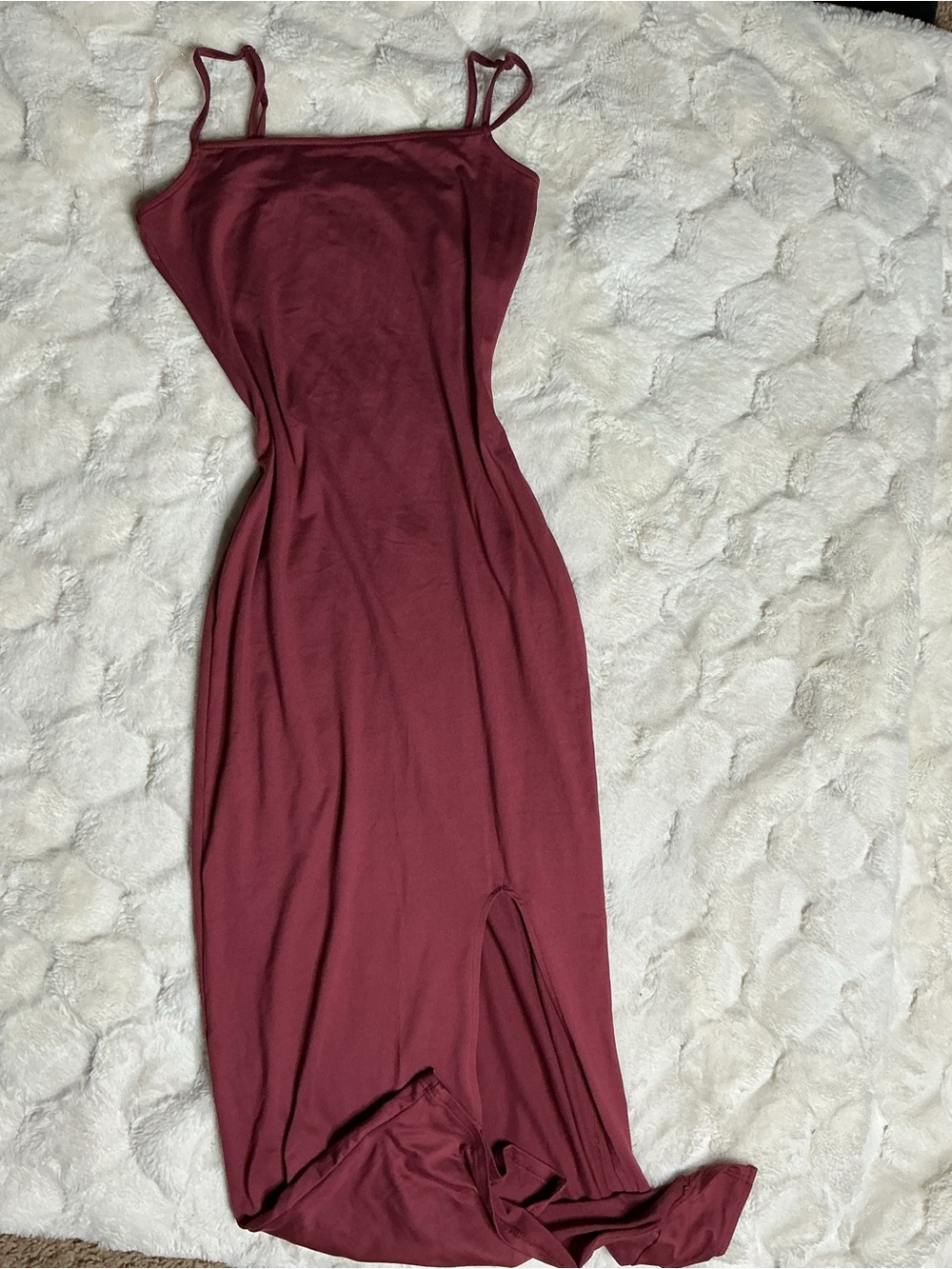 Heart Hips Burgundy Maxi Slip Dress with Spaghetti Straps
